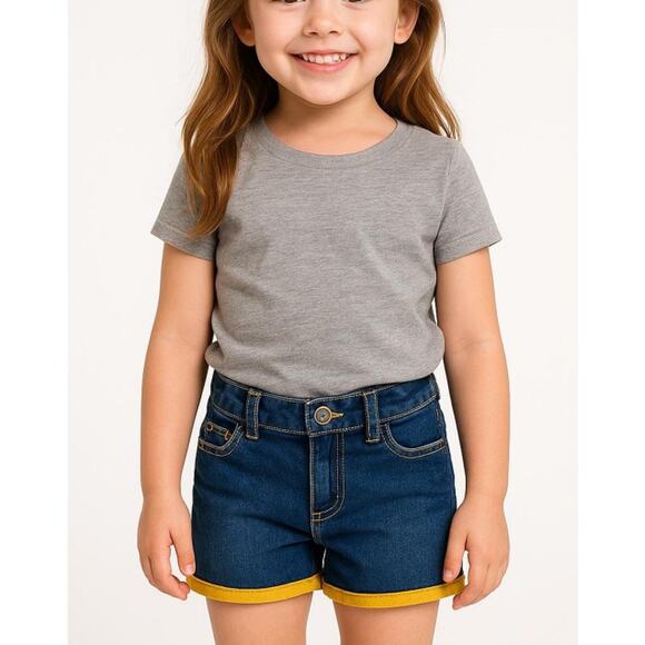 Y2K Denim Shorts Blue with Yellow Trim Limited Too Girls 5 - Picture 1 of 5